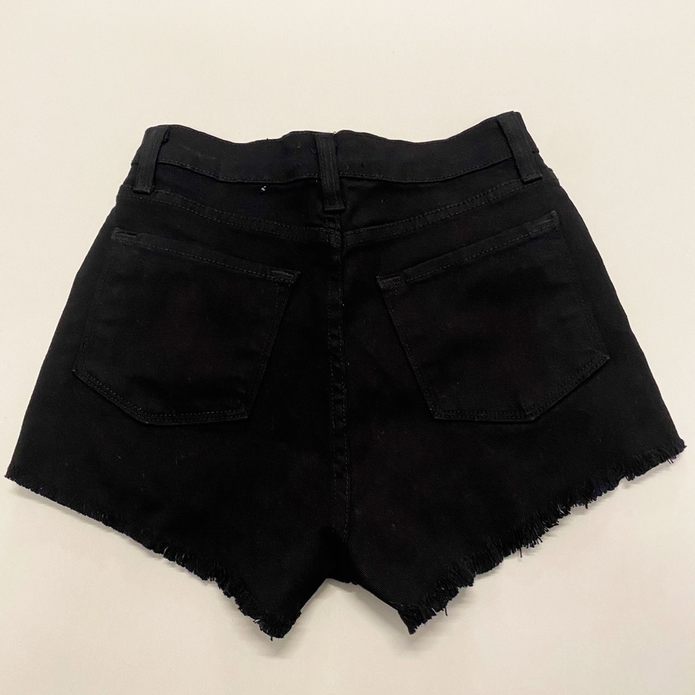 Black High Waist Distressed Denim Shorts - Picture 4 of 4